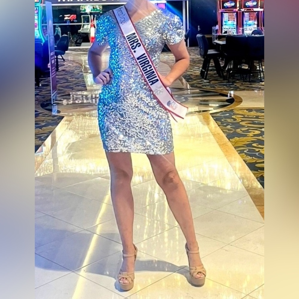 Silver Glitter Sequin Mini Dress